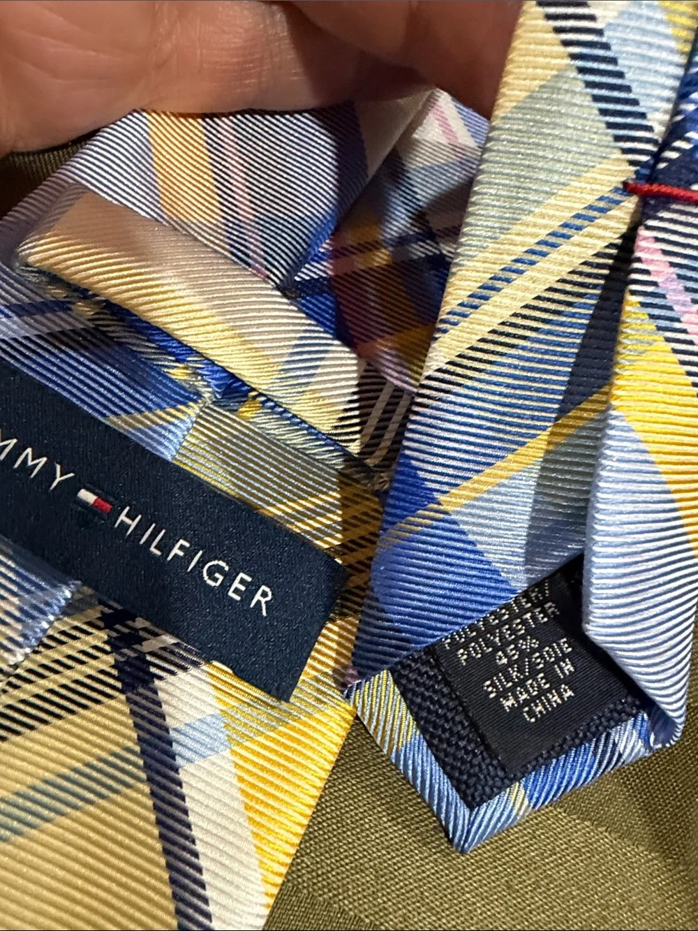 Tommy Hilfiger silk blend ties - set of 2 - light blue and blue yellow plaid